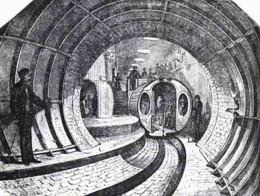 Car and tunnel at Warren Street station